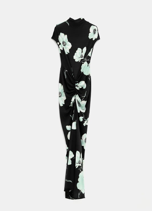 Vestido drapeado con estampado floral