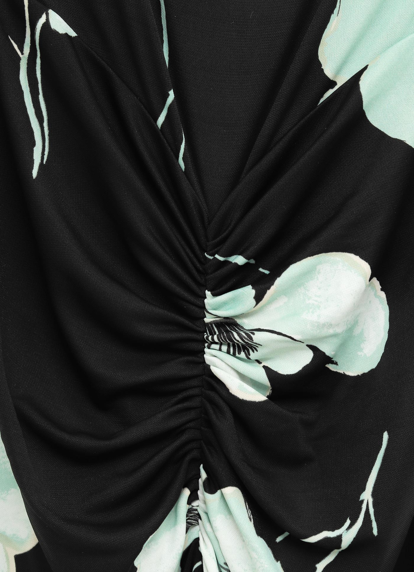 Vestido drapeado con estampado floral