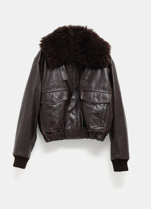 Cazadora de cuero Aviator para mujer