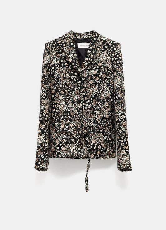 Chaqueta floral con cinturón