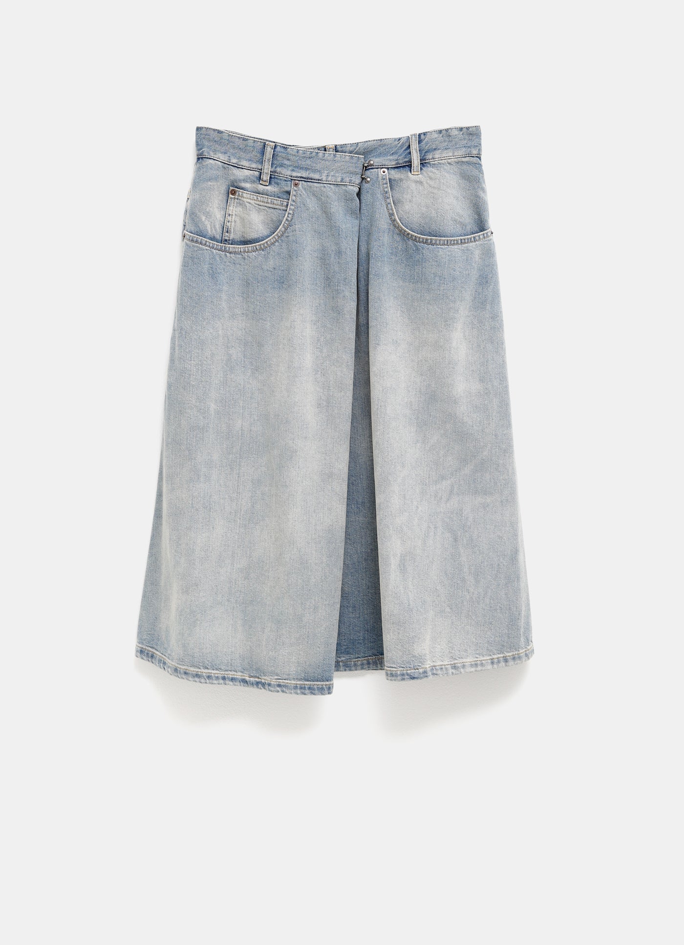 Falda denim con frontal cruzado