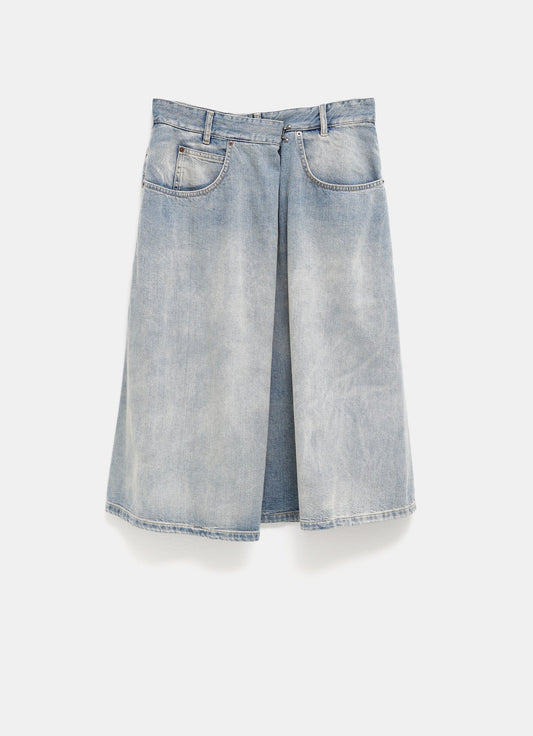 Falda denim con frontal cruzado