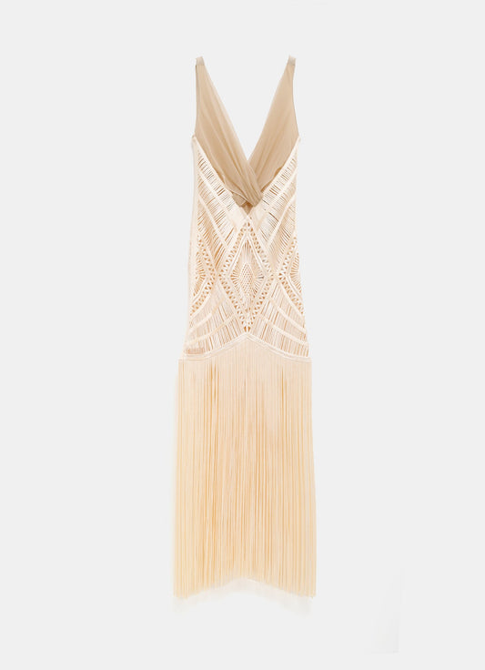 Vestido midi con flecos