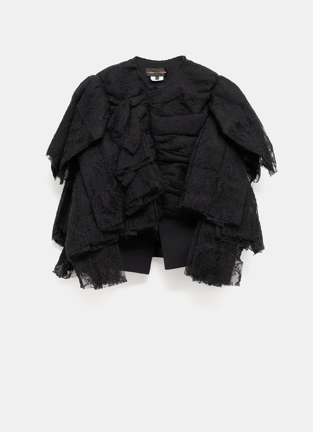 Chaqueta cropped de encaje y volantes