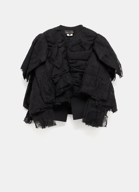 Chaqueta cropped de encaje y volantes