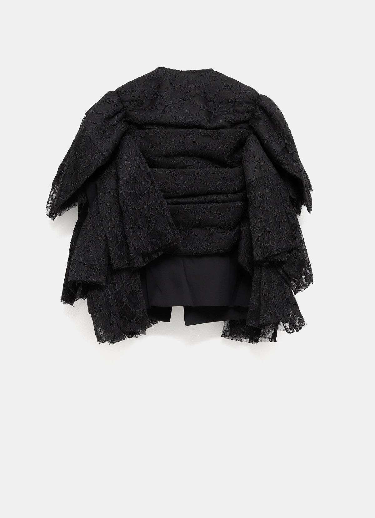 Chaqueta cropped de encaje y volantes